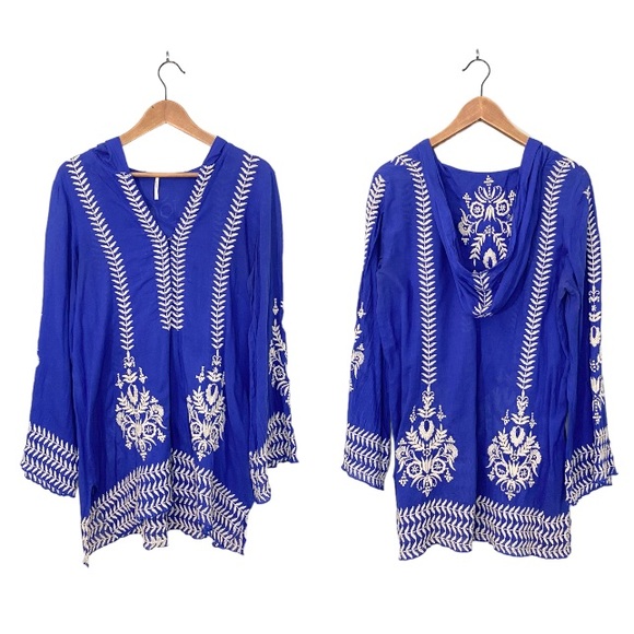 Free People Blue Embroidered Tunic - Picture 2 of 14